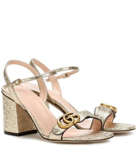 gucci metallic mid heel sandal|gucci closed toe sandals.